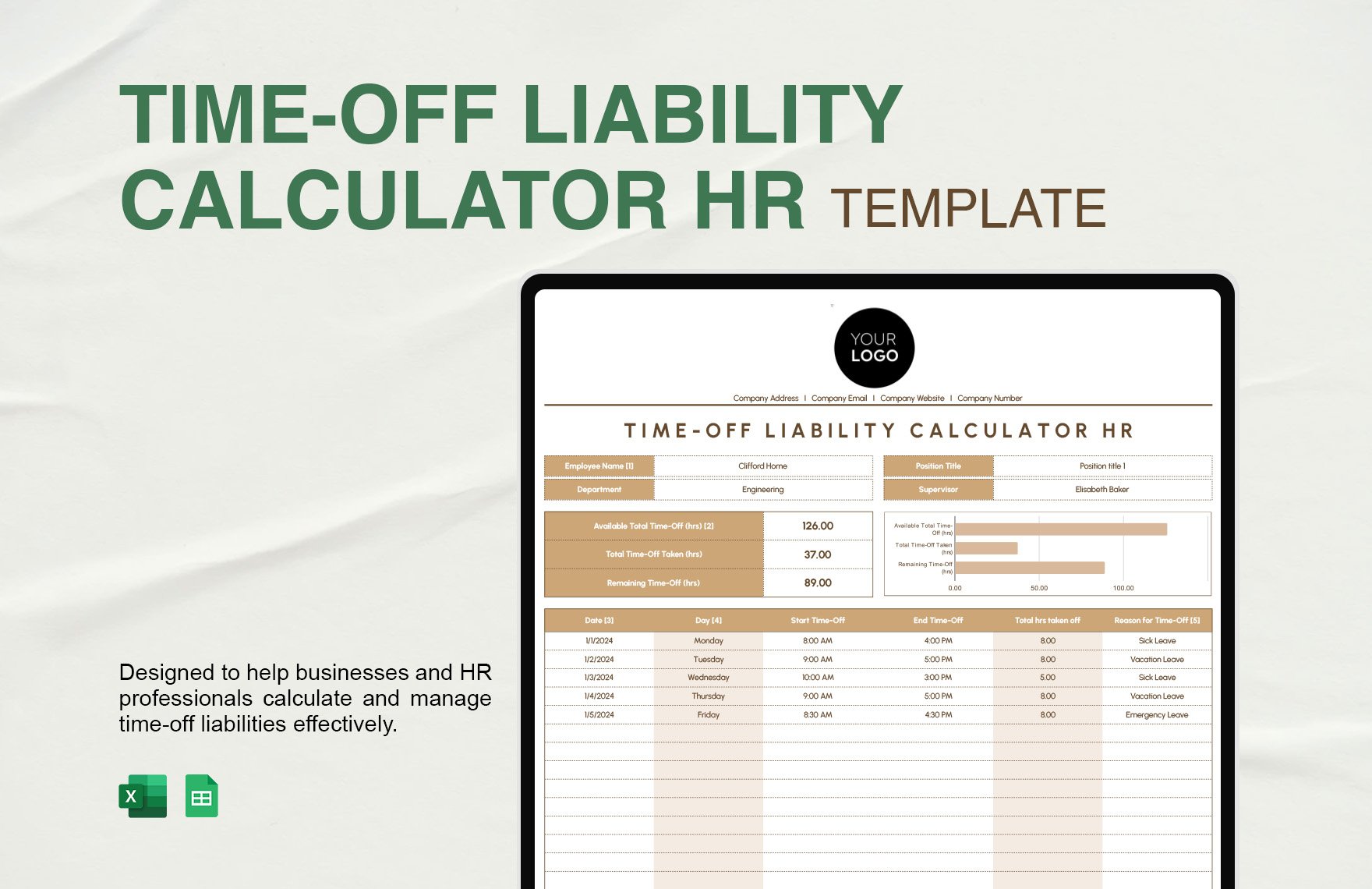 Time-Off Liability Calculator HR Template