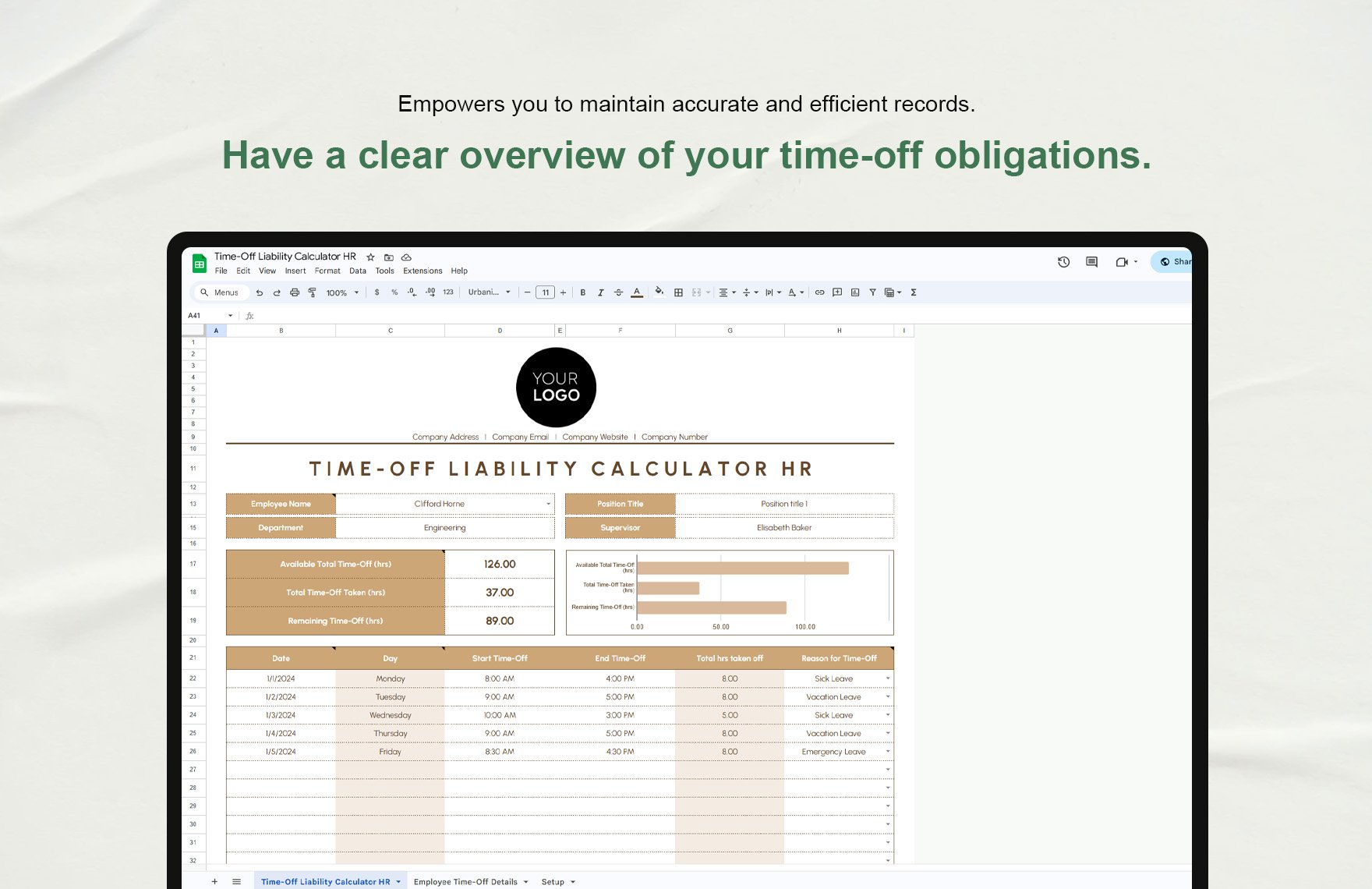 Time-Off Liability Calculator HR Template