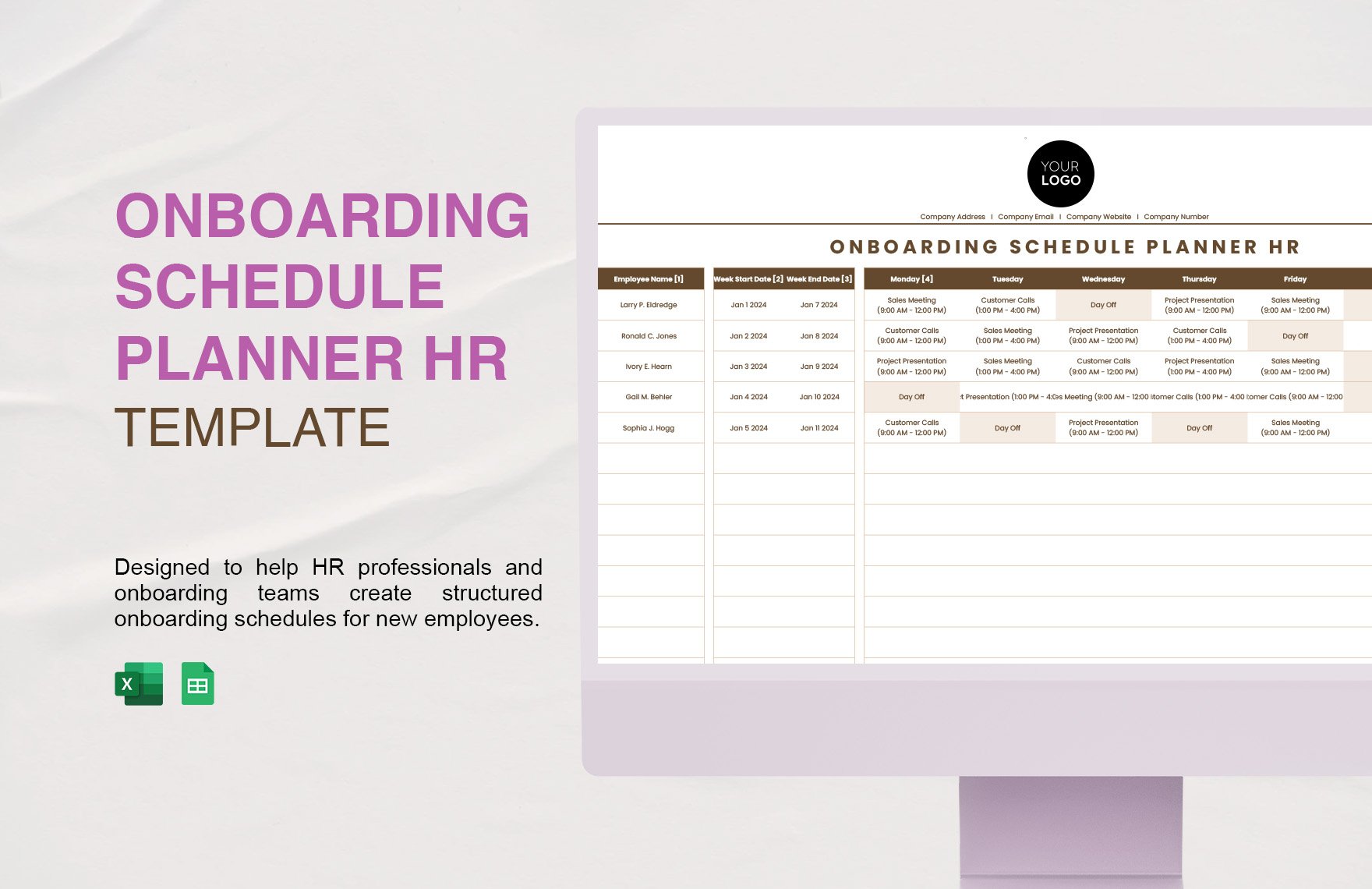 Onboarding Schedule Planner HR Template