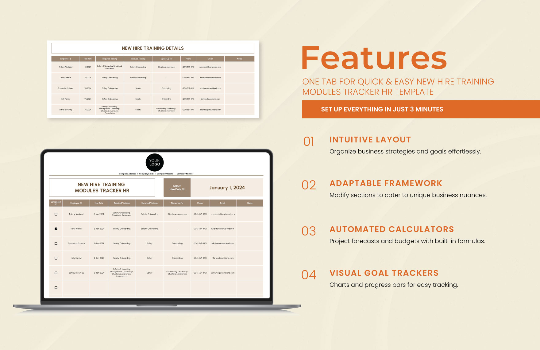 New Hire Training Modules Tracker HR Template