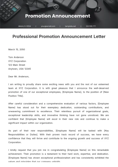 Free Professional Promotion Announcement Letter Template to Edit Online