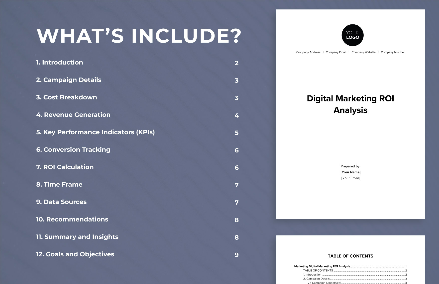 Digital Marketing ROI Analysis Template in Word PDF Google Docs