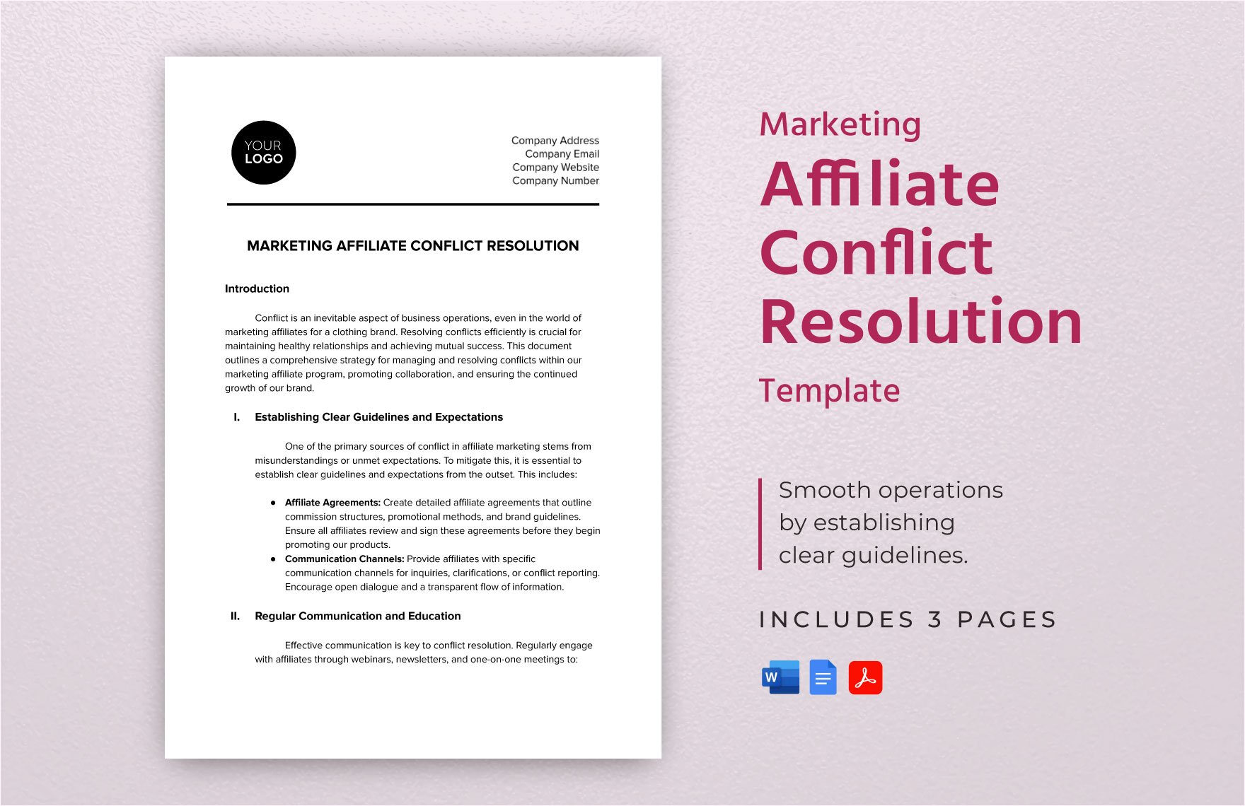 Marketing Affiliate Conflict Resolution Template