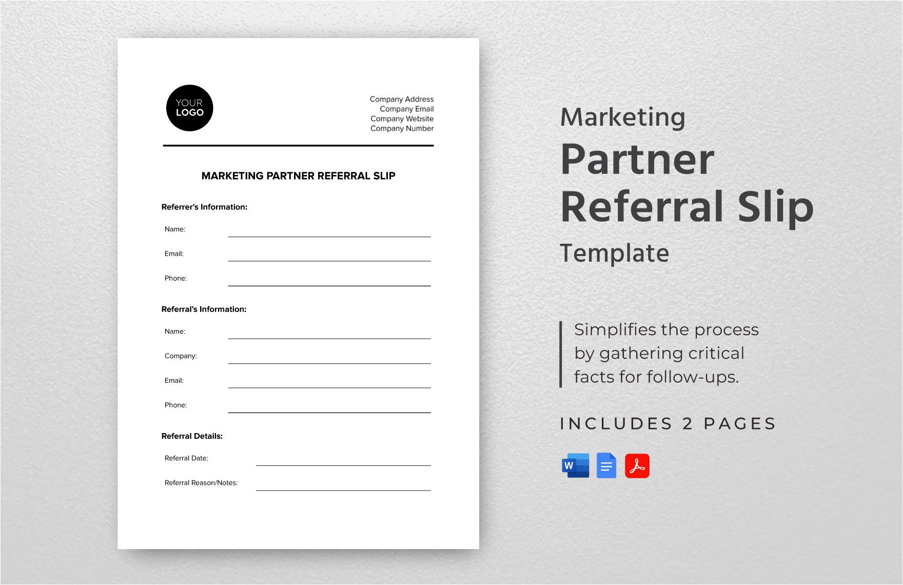 Marketing Partner Referral Slip Template in Word, Google Docs, PDF