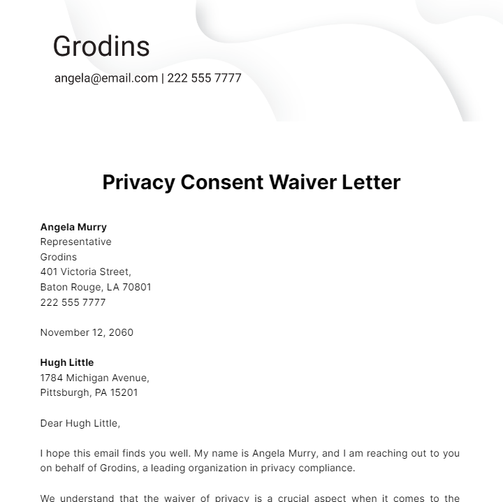 Privacy Consent Waiver Letter Template