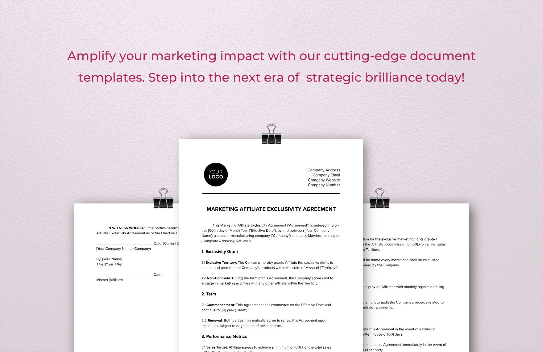 Marketing Affiliate Exclusivity Agreement Template