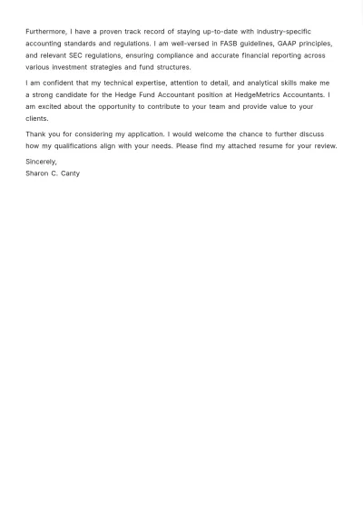 Free Hedge Fund Accountant Cover Letter Template to Edit Online