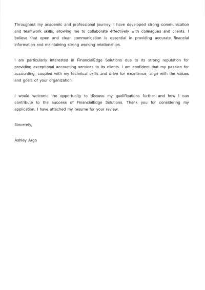 Free Graduate Accounting Cover Letter Template to Edit Online
