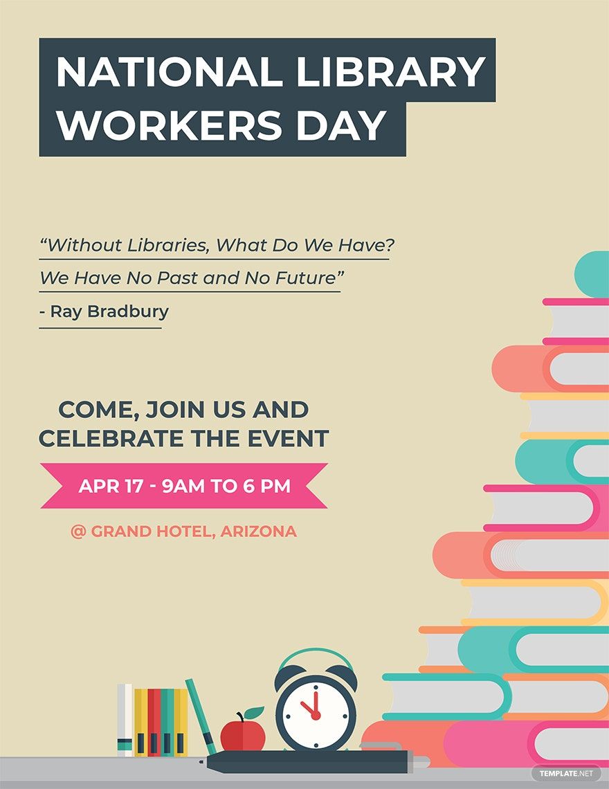 National Library Workers Day Flyer Template in PSD, Word, Publisher