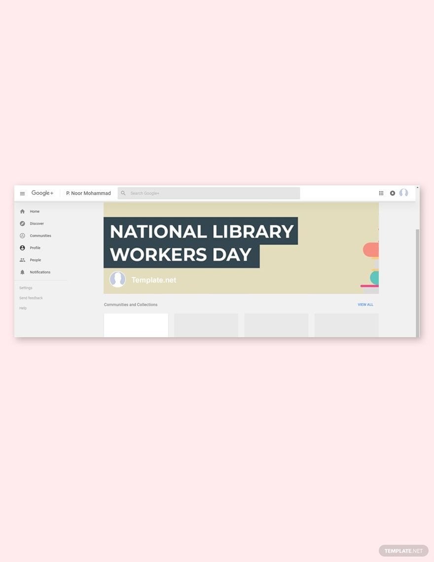 Free National Library Workers Day Google Plus Cover Template