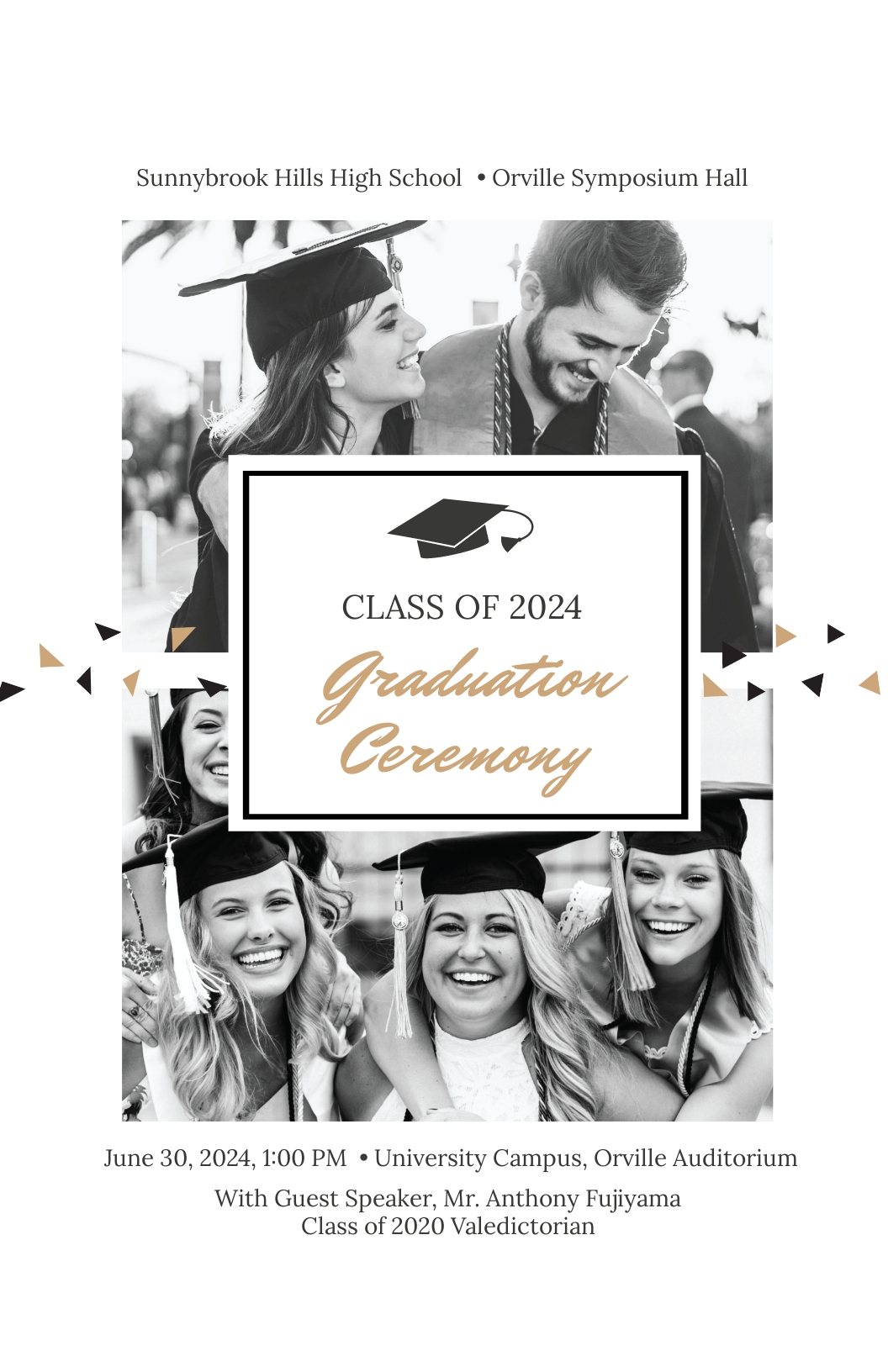 Graduation Ceremony Poster Template - Illustrator, Apple Pages, PSD