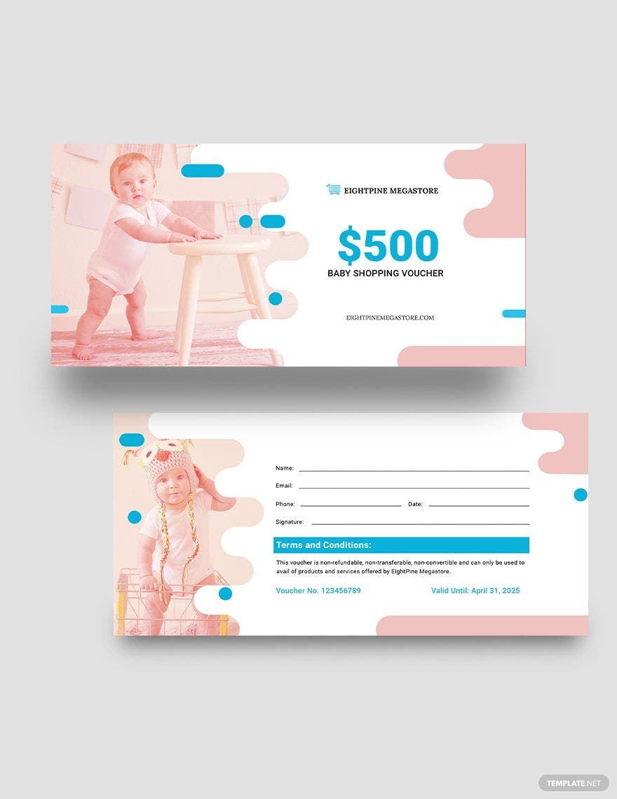 Baby Shopping Voucher Template in Word, Illustrator, PSD, Apple Pages, Publisher