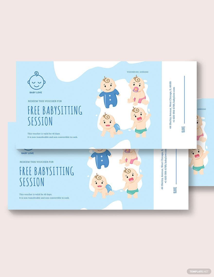 Baby Sitting Love Voucher Template in Word, Illustrator, PSD, Apple Pages, Publisher