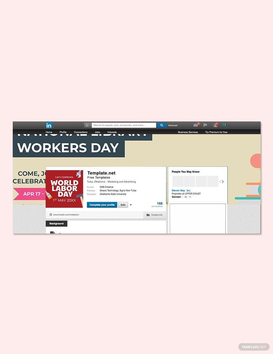 Free National Library Workers Day LinkedIn Profile Banner Template