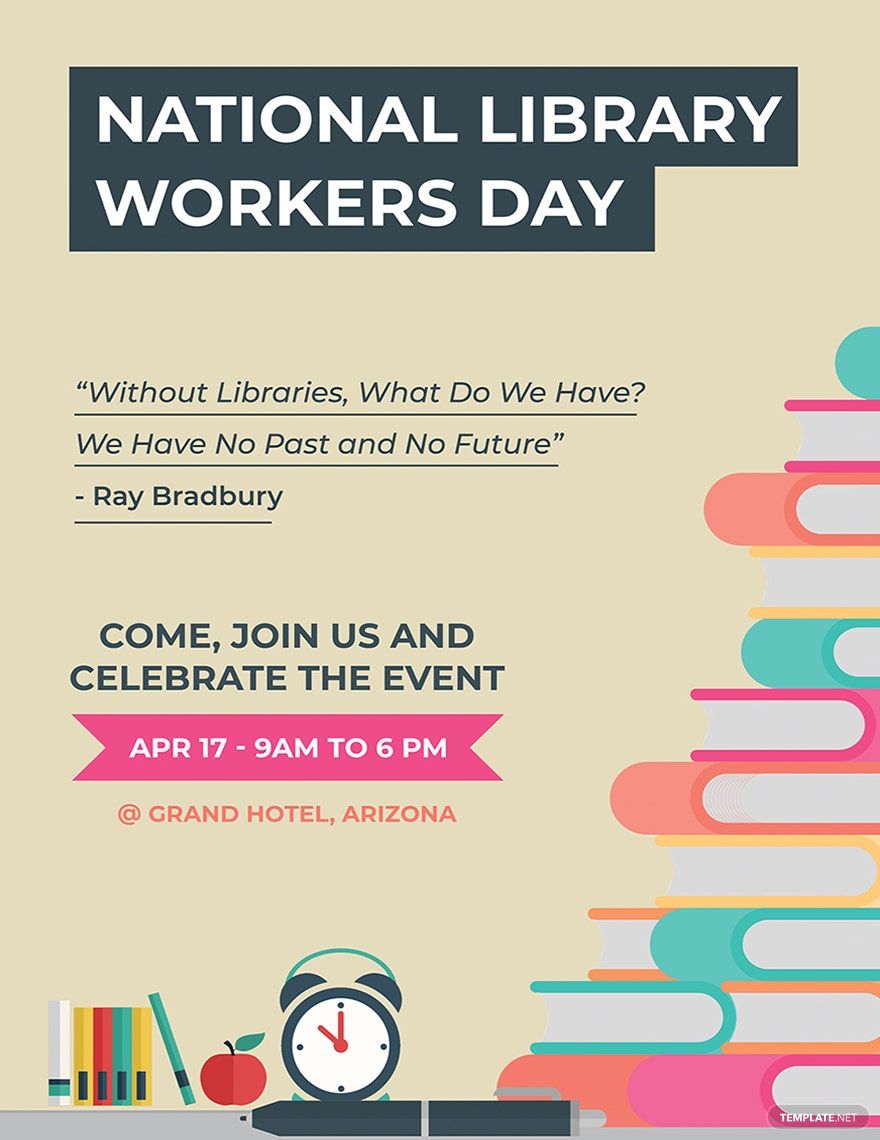 National Library Workers Day Poster Template