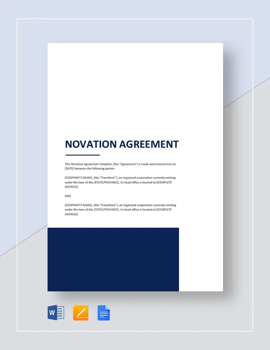 Sample Novation Agreement Template