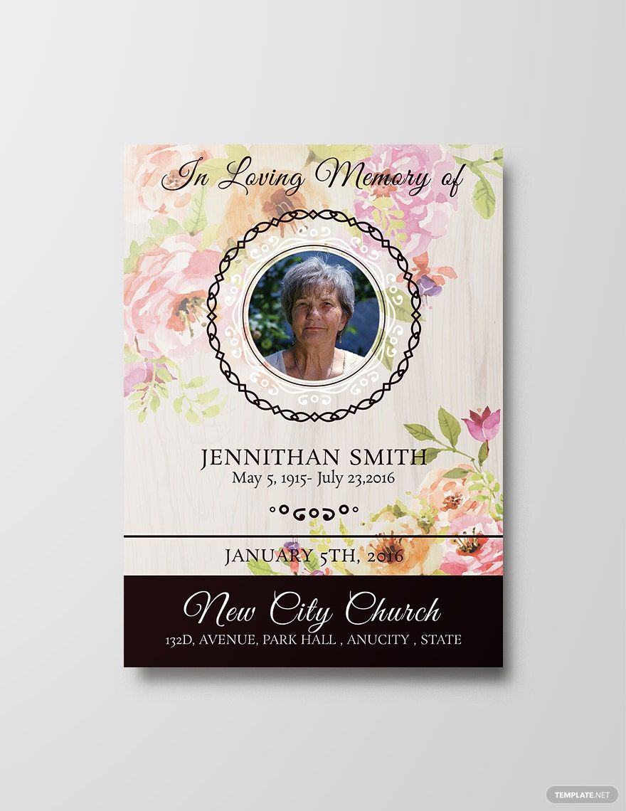 Floral Funeral Thank You Card Template