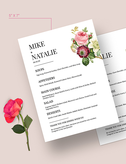 Free Modern Wedding Menu Template to Edit Online