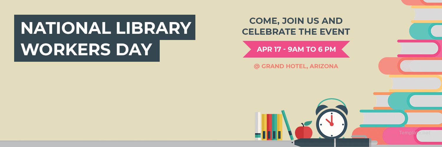 Free National Library Worker's Day Twitter Header Cover Template in ...