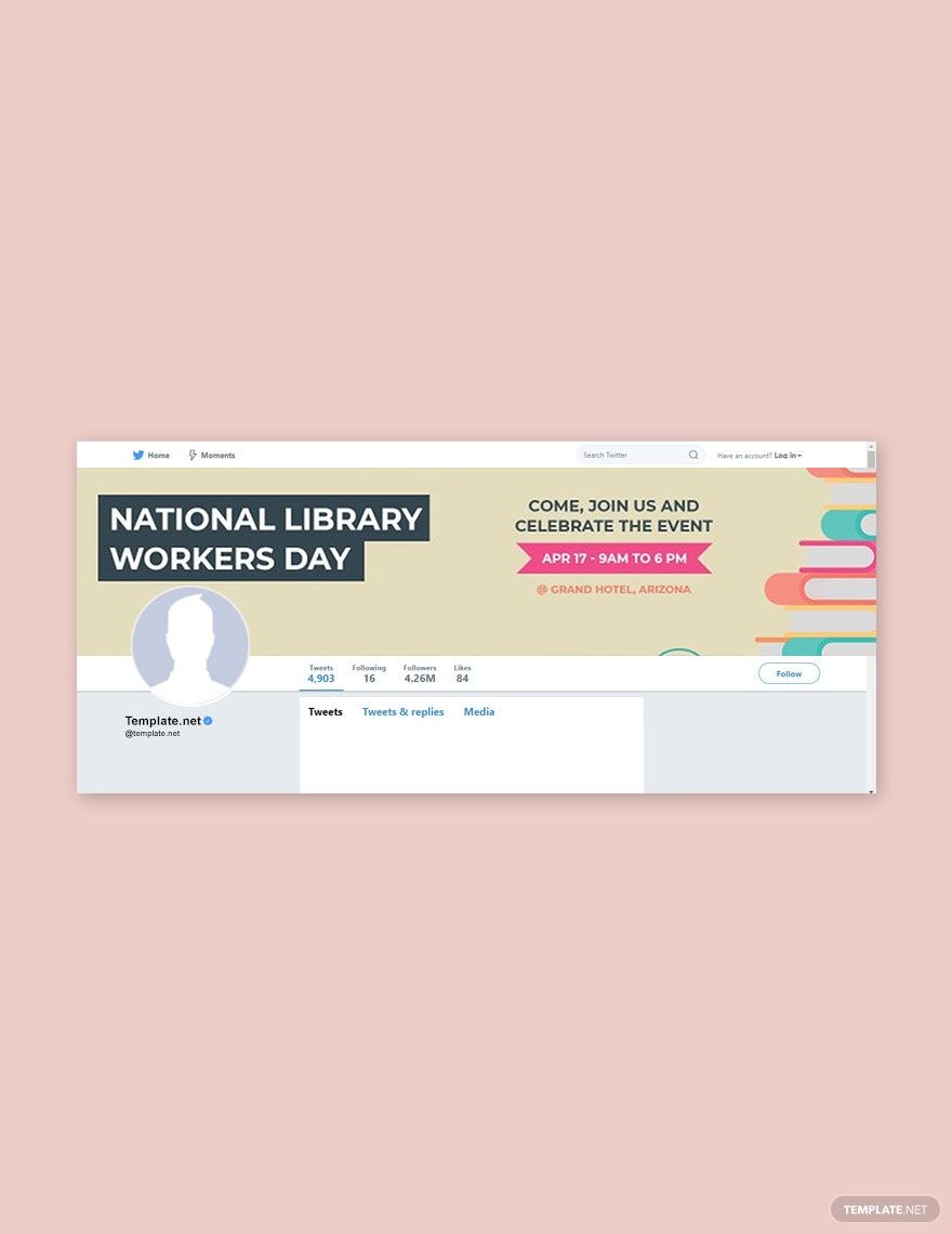Free National Library Workers Day Twitter Header Cover Template
