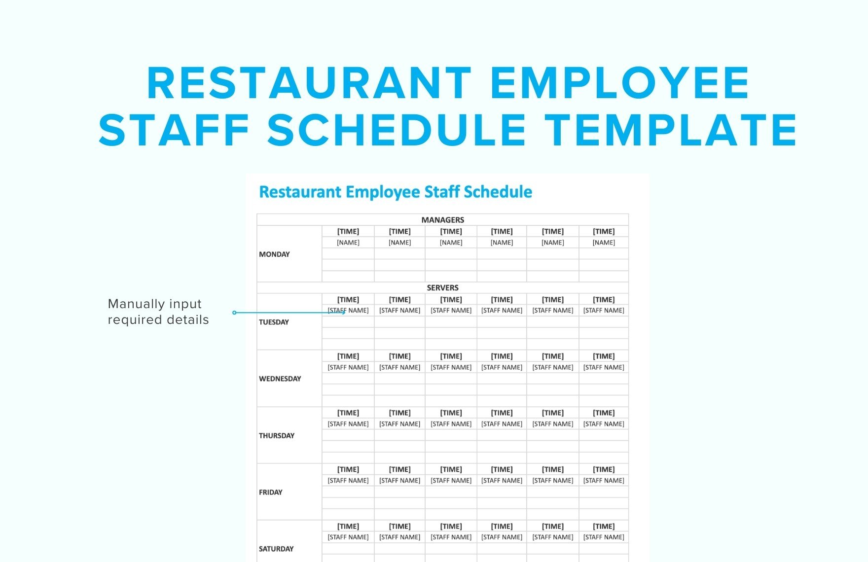 Restaurant Employee Staff Schedule Template