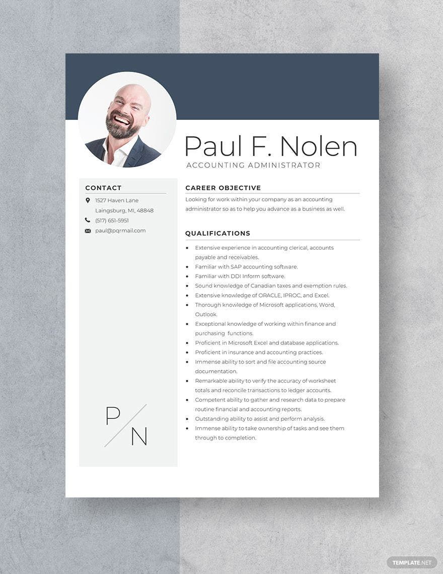 Accounting Administrator Resume Template