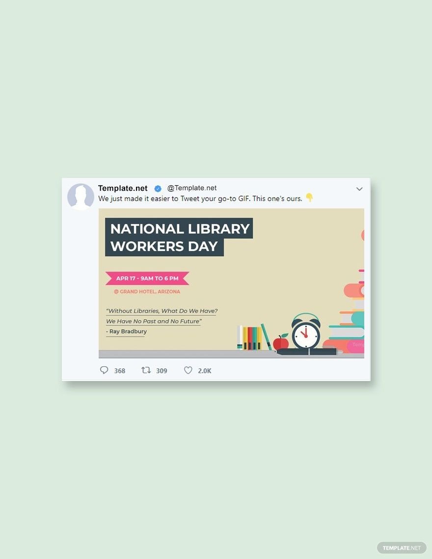 Free National Library Workers Day Twitter Post Template