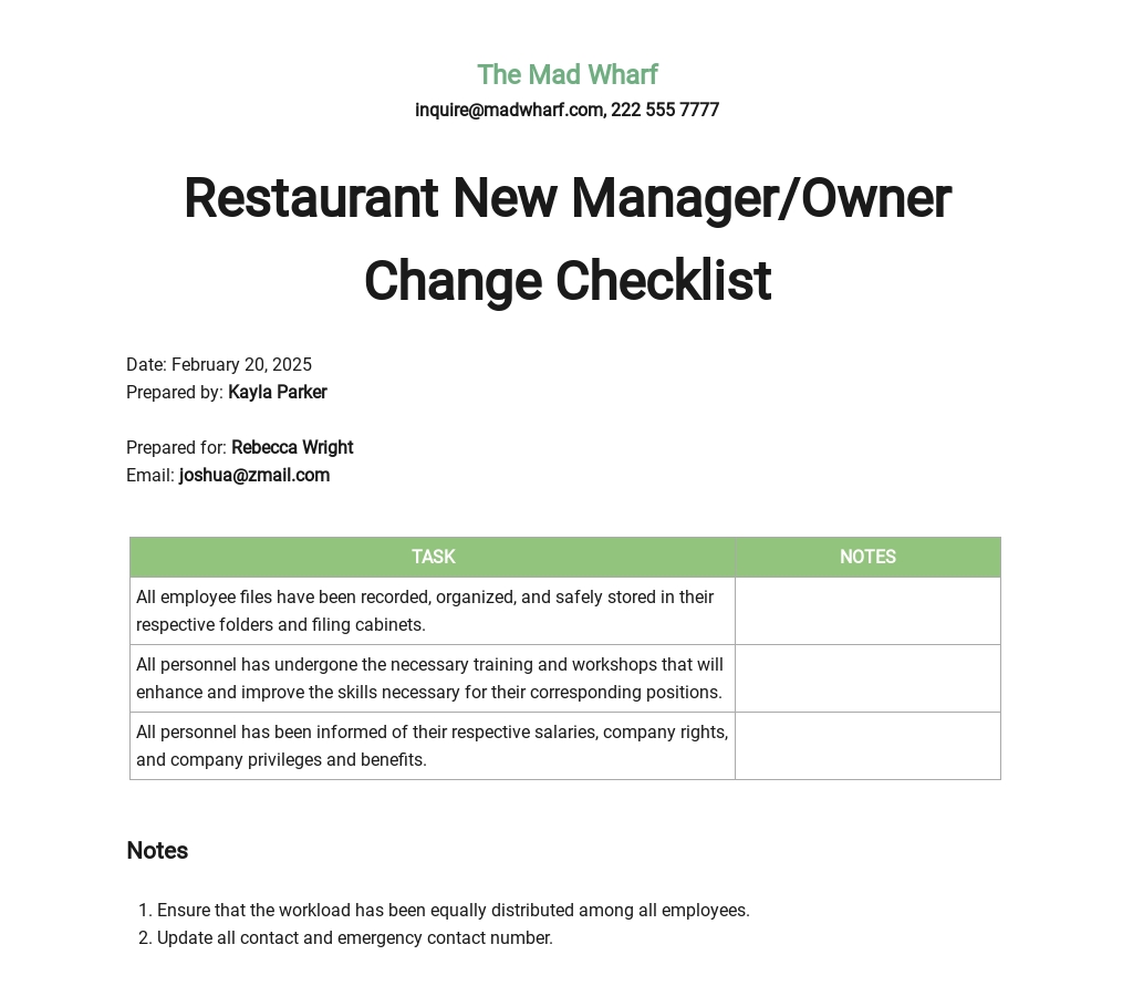 9+ Manager Checklist Templates - Free Downloads | Template.net