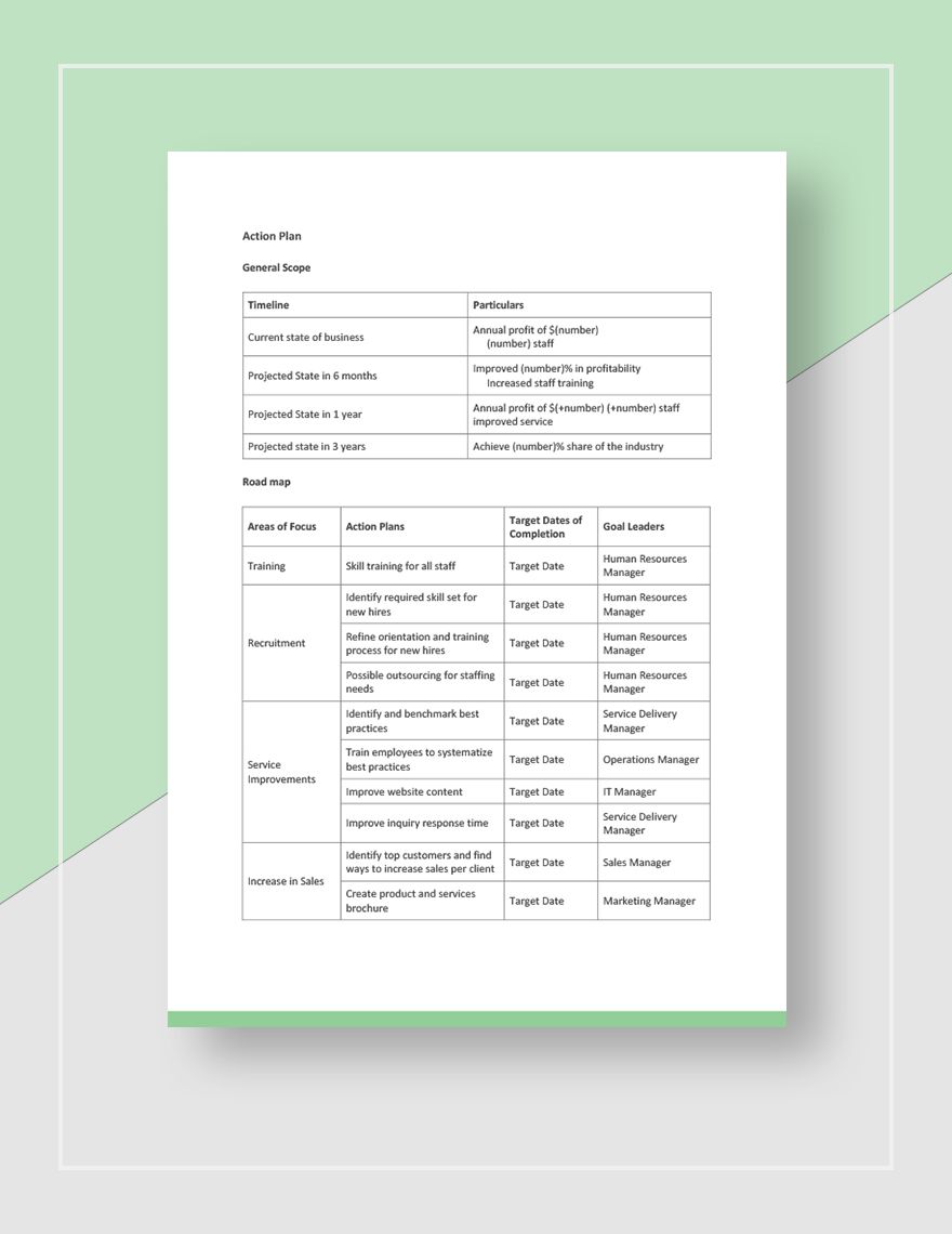 business plan template 1 page