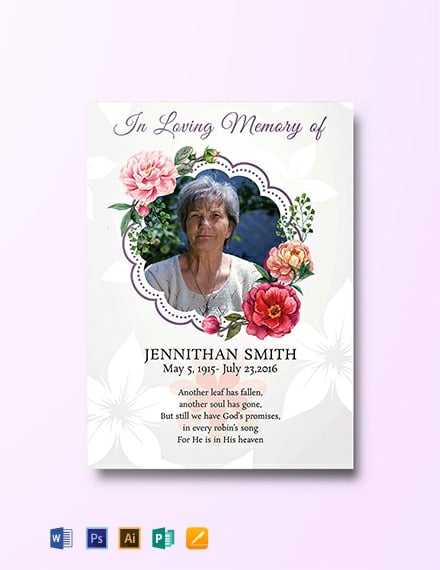 Free Floral Funeral Thank You Card Template