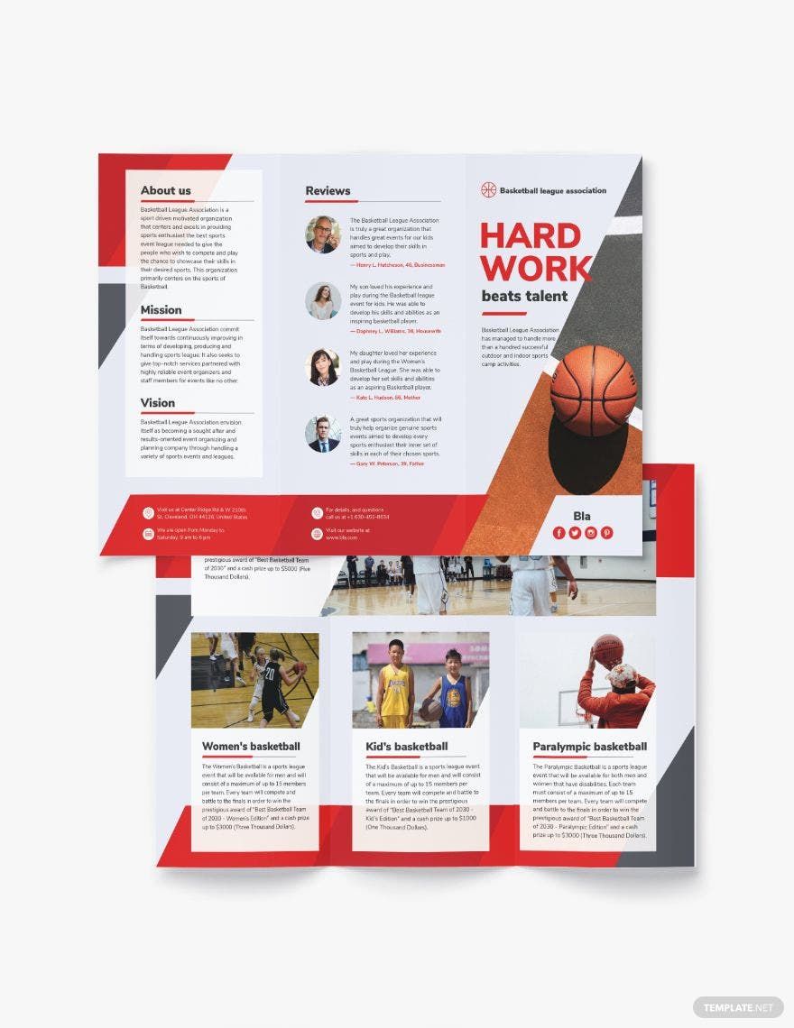 Basketball Tri-Fold Brochure Template in Word, Google Docs, Illustrator, PSD, Apple Pages, Publisher, InDesign