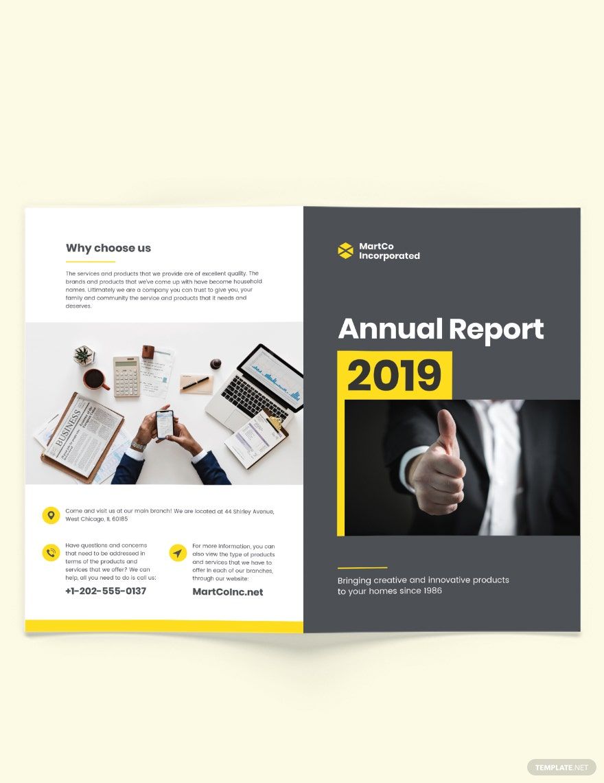 Company Annual Report Bi-Fold Brochure Template
