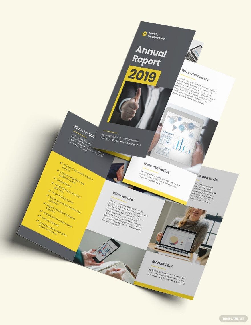 Company Annual Report Tri-Fold Brochure Template