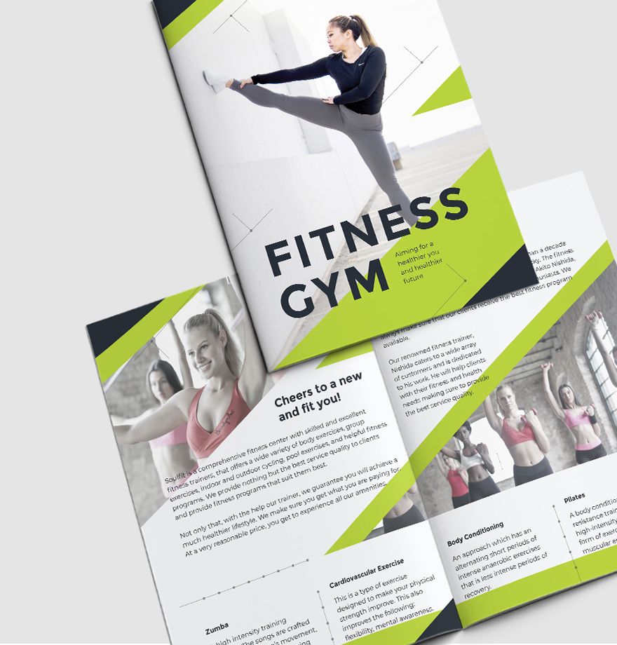Fitness Gym Bi-Fold Brochure Template