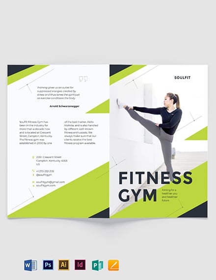 Fitness Gym BiFold Brochure Template