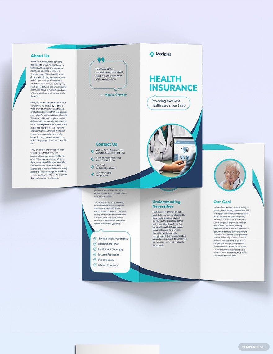 Health Insurance Company Tri-Fold Brochure Template
