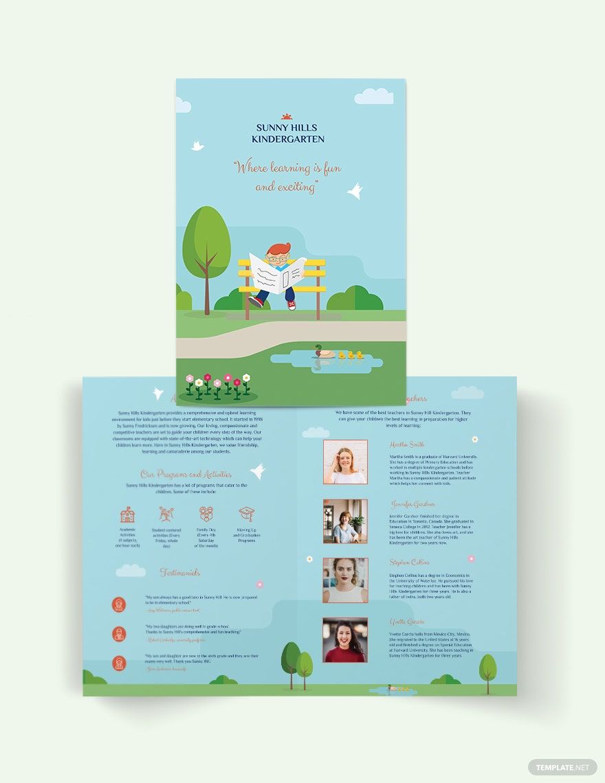 Kindergarden Bi-Fold Brochure Template in Word, Google Docs, Illustrator, PSD, Apple Pages, Publisher, InDesign