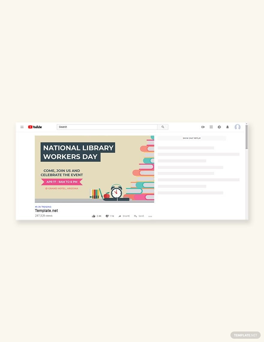 Simple National Library Workers Day YouTube Video Thumbnail Template