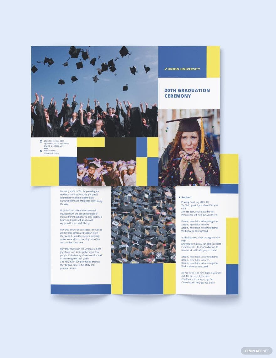 University Graduation Tri-Fold Brochure Template