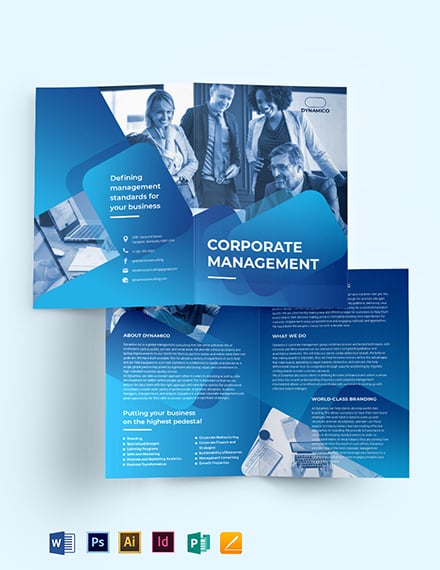 corporate management bi fold brochure template