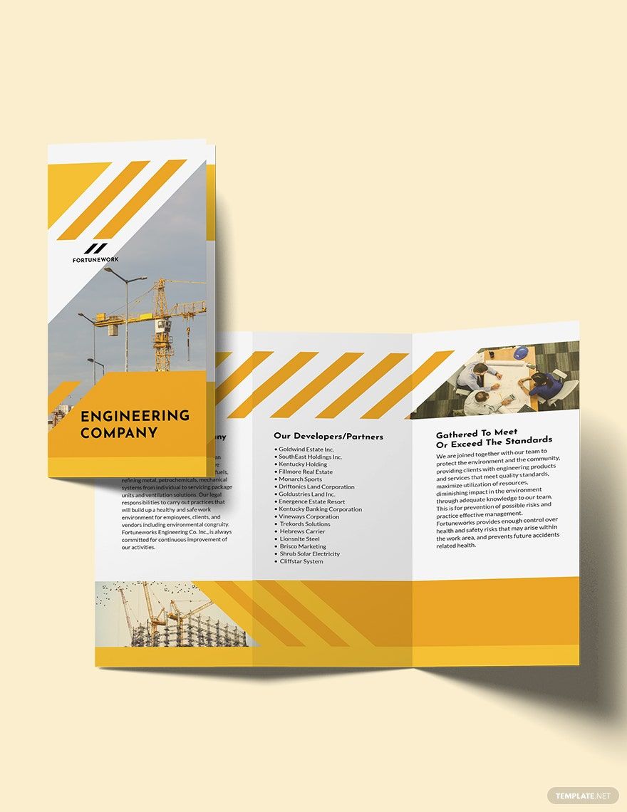 Professional Engineering Company Tri-Fold Brochure Template