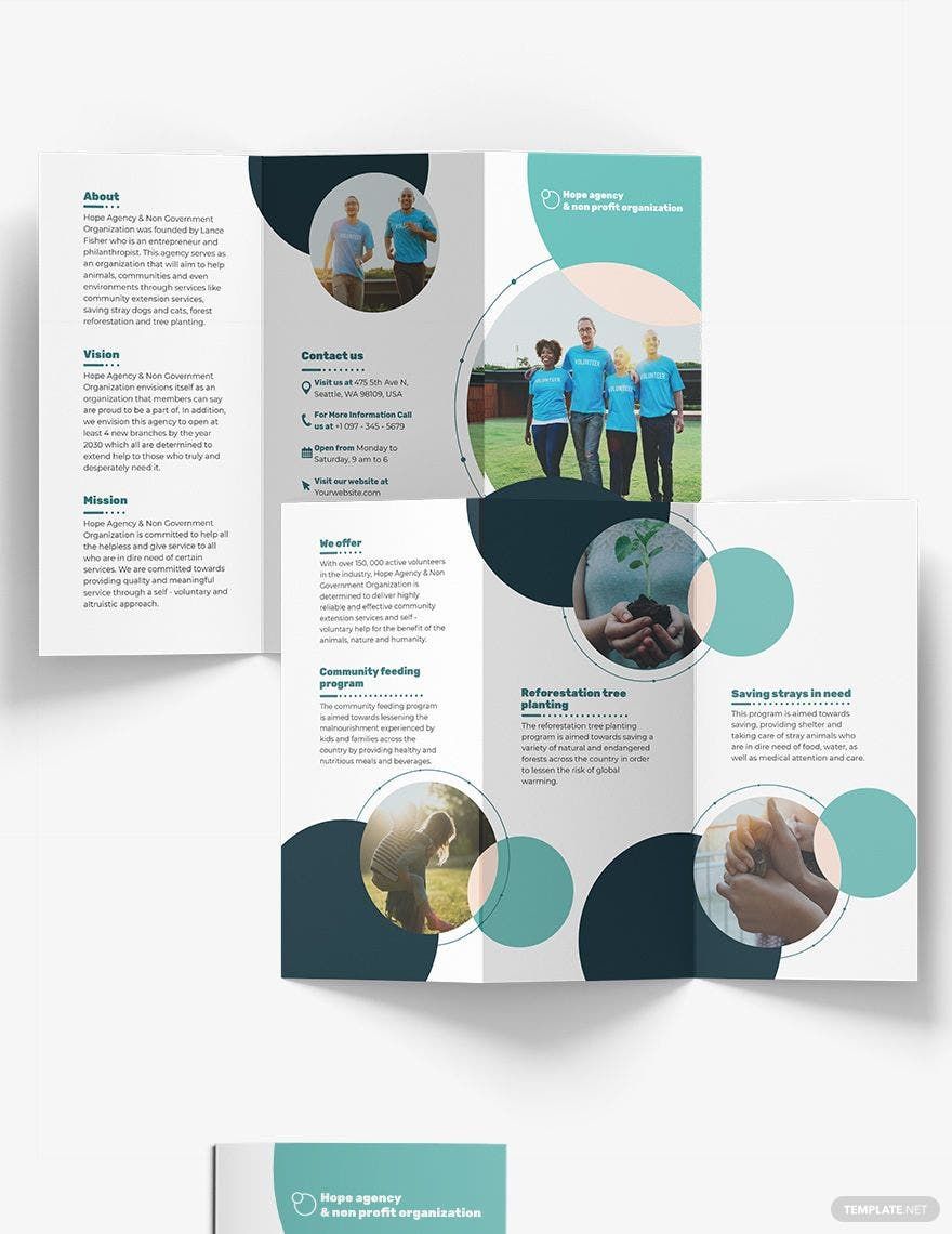 Fundraising Tri-Fold Brochure Template in Word, Google Docs, Illustrator, PSD, Apple Pages, Publisher, InDesign