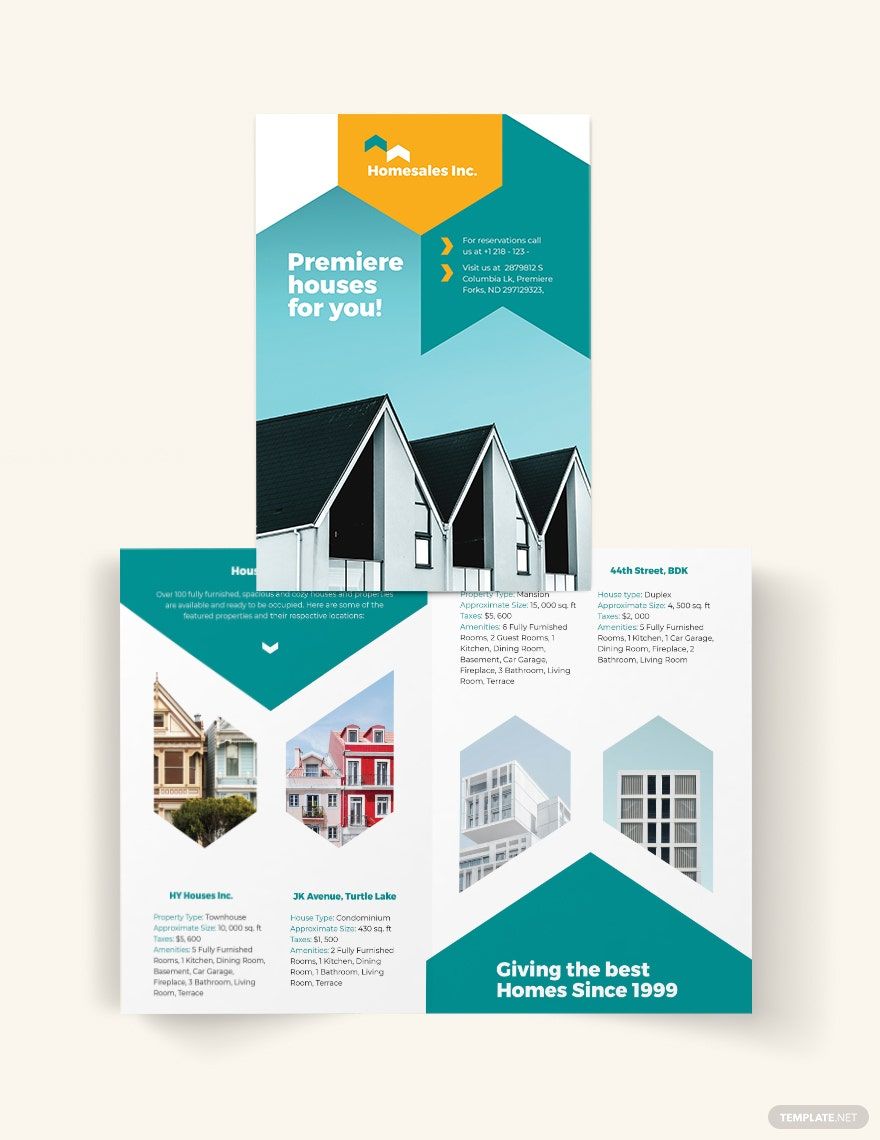 Editable House For Sale Bi-Fold Brochure Template