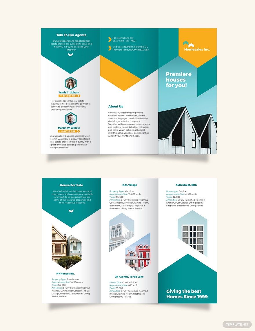Editable House For Sale Tri-Fold Brochure Template