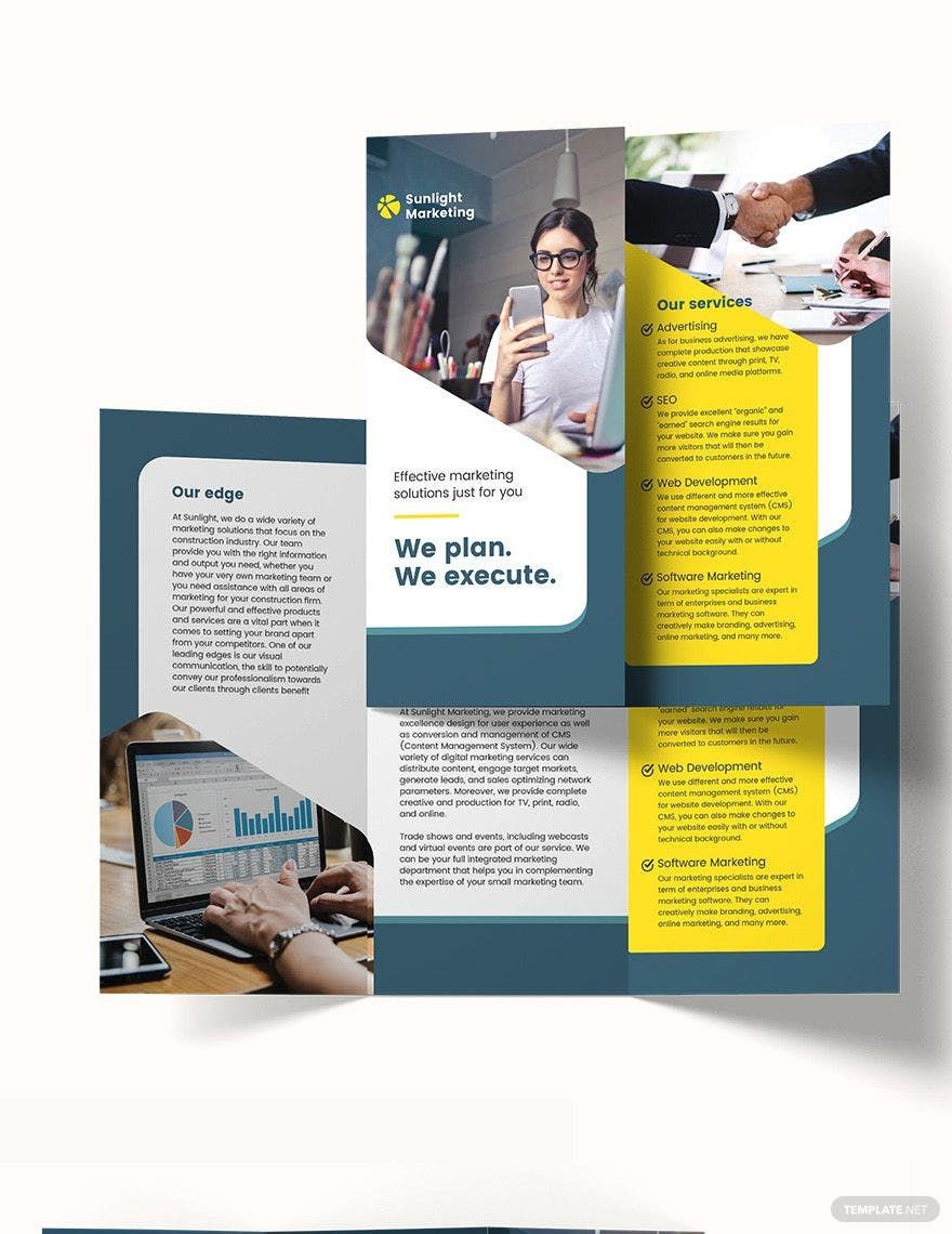 Marketing Business Tri-Fold Brochure Template in Word, Google Docs, Illustrator, PSD, Apple Pages, Publisher, InDesign