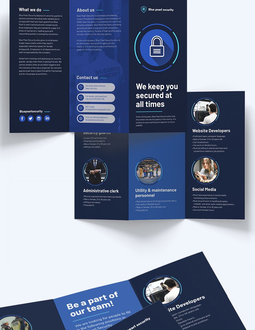 Security Company Tri-Fold Brochure Template