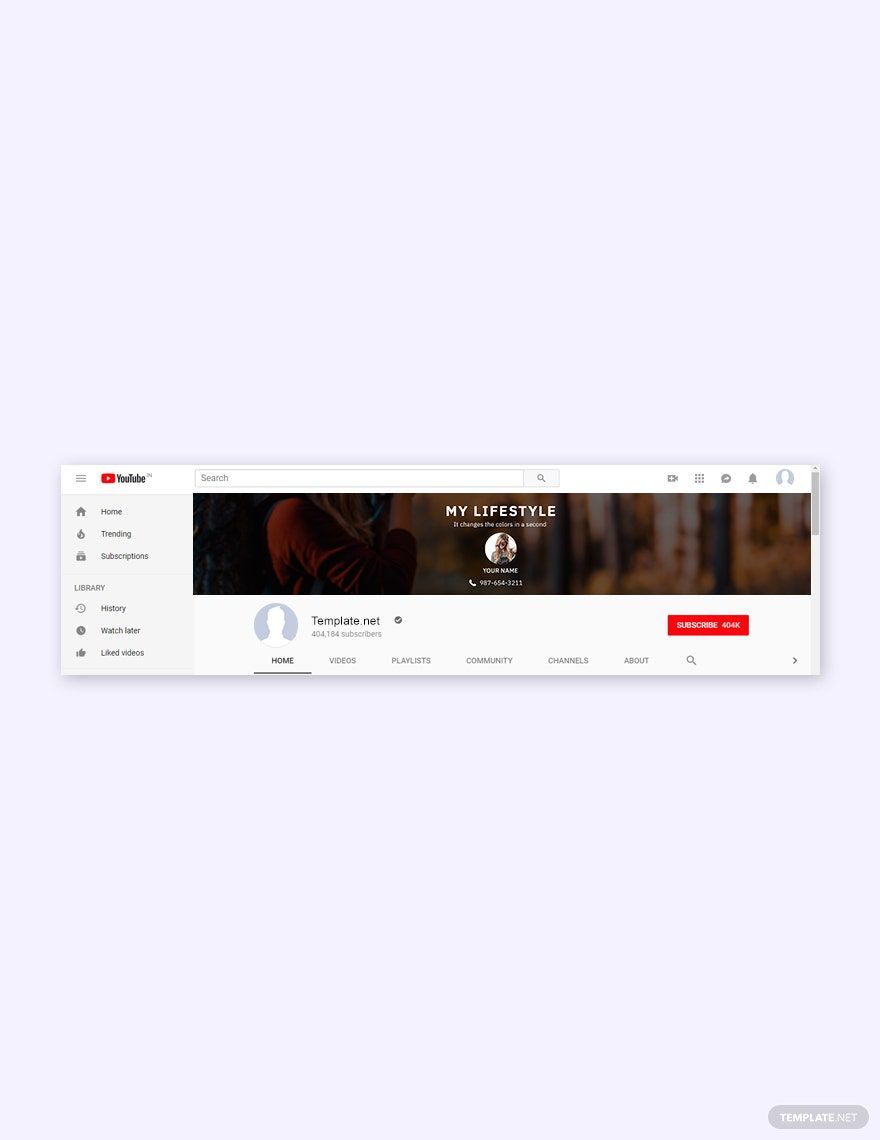 YouTube Channel Art for Lifestyle Template
