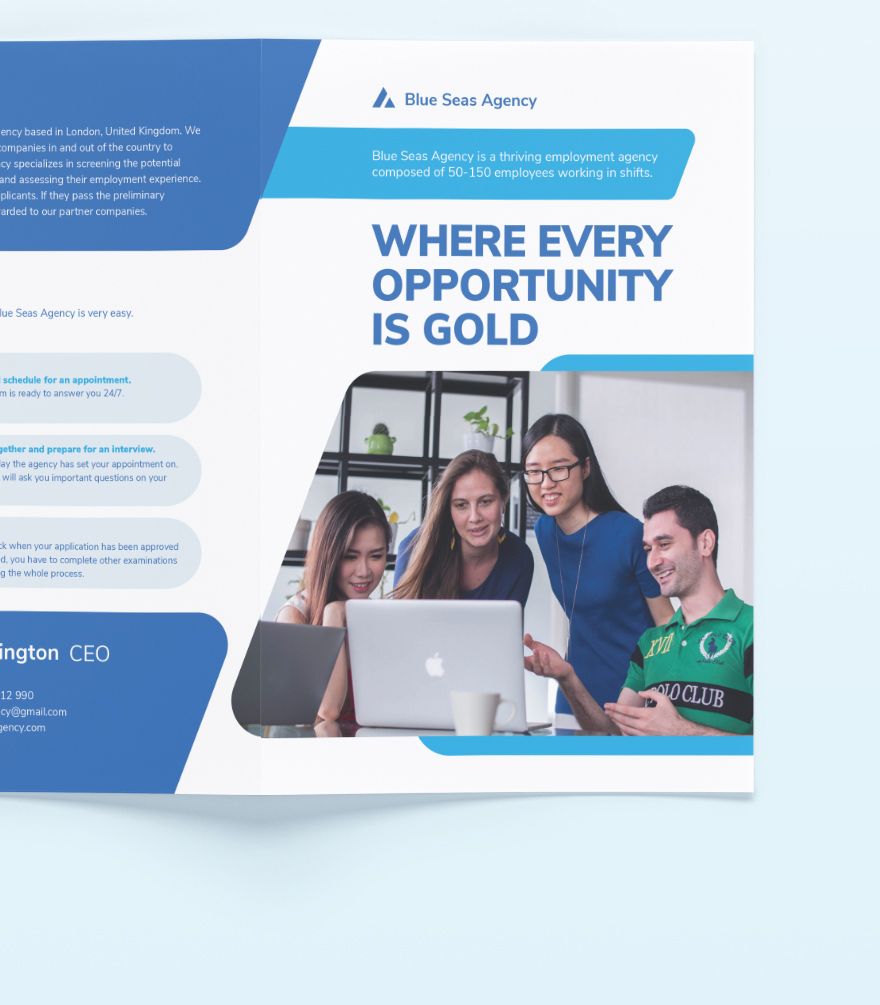 Employment Agency Bi-Fold Brochure Template