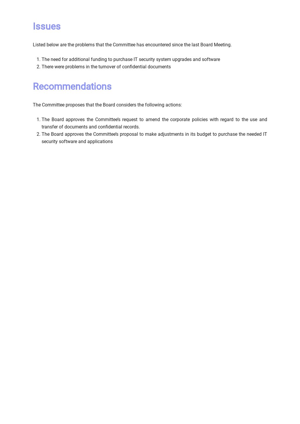 Basic Board Report Template [Free PDF] Word Apple Pages Google Docs