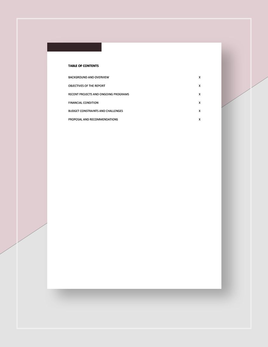 Simple Budget Report Template